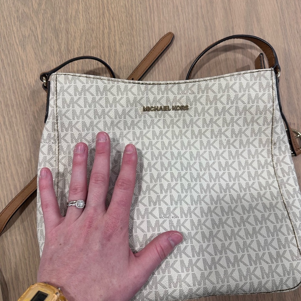 Michael Kors White and Brown Crossbody Bag - Picture 3 of 3